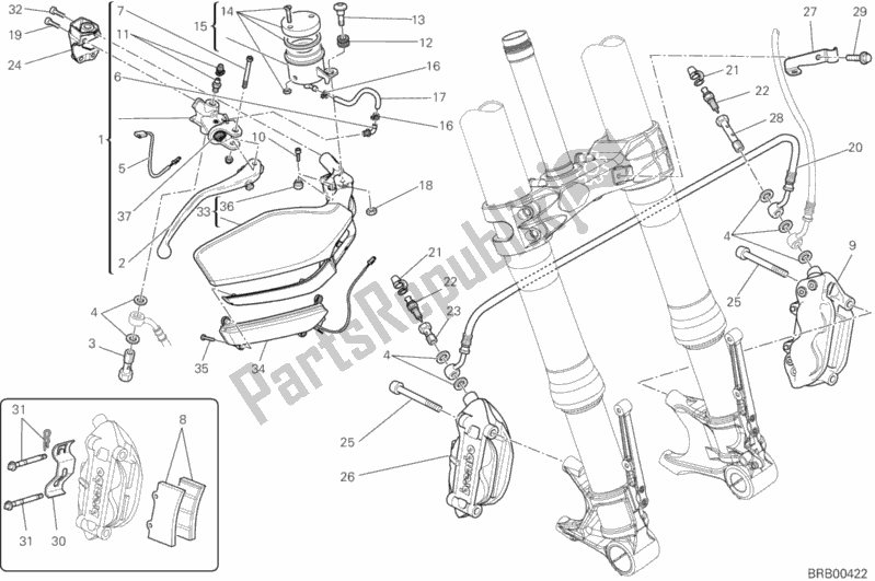 Todas las partes para Sistema De Freno Delantero de Ducati Multistrada 1200 S Pikes Peak 2012